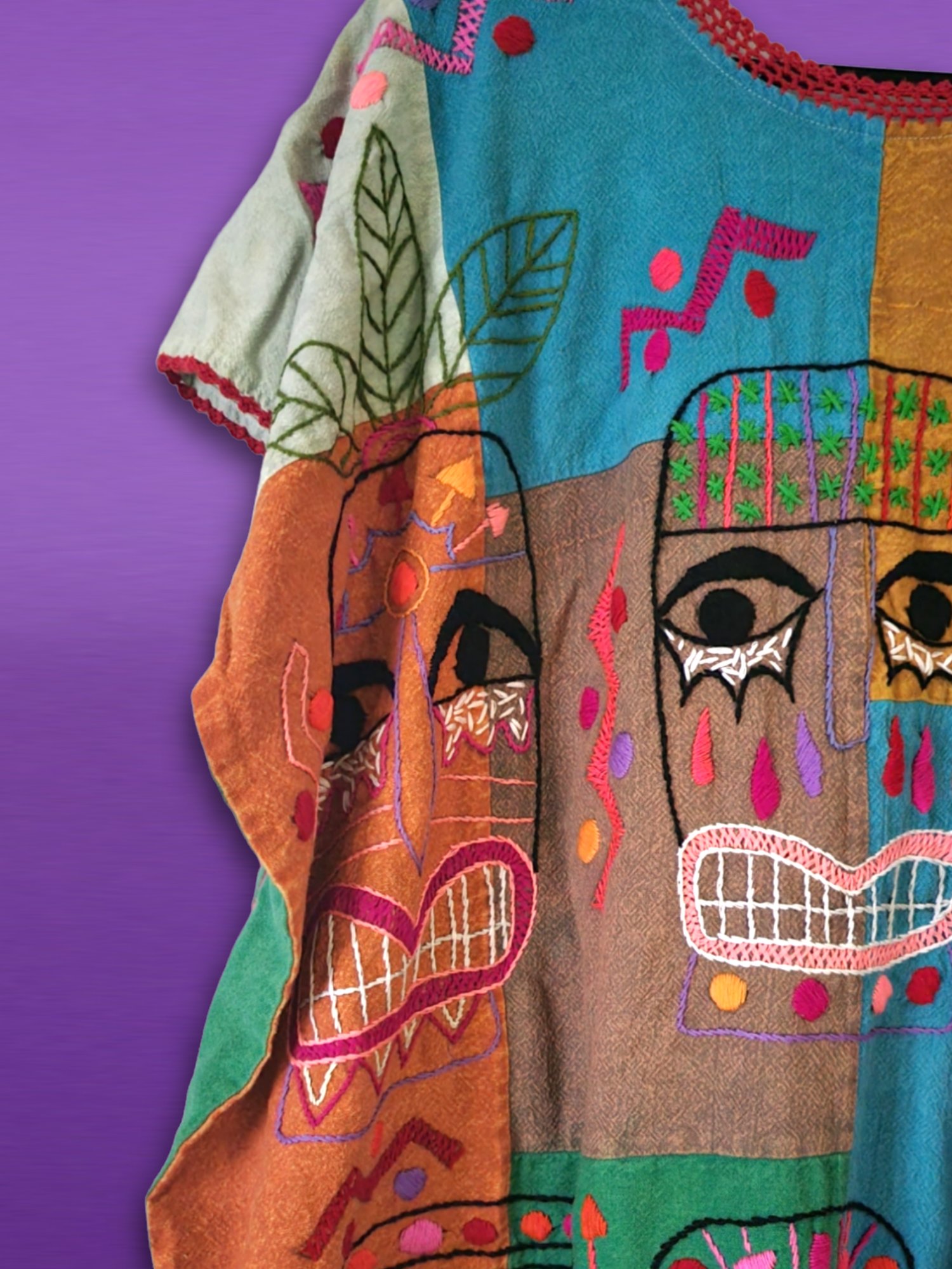 Image of Pookey Stonewash Embroidered Boho Kaftan