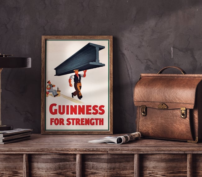 Guinness For Strength (Steel Beam) | John Gilroy | 1934 | Vintage Ads | Vintage Poster
