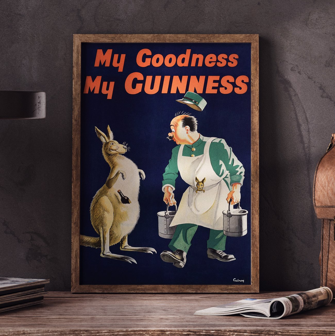 Guinness vintage beer poster reproduction with Kangaroos
