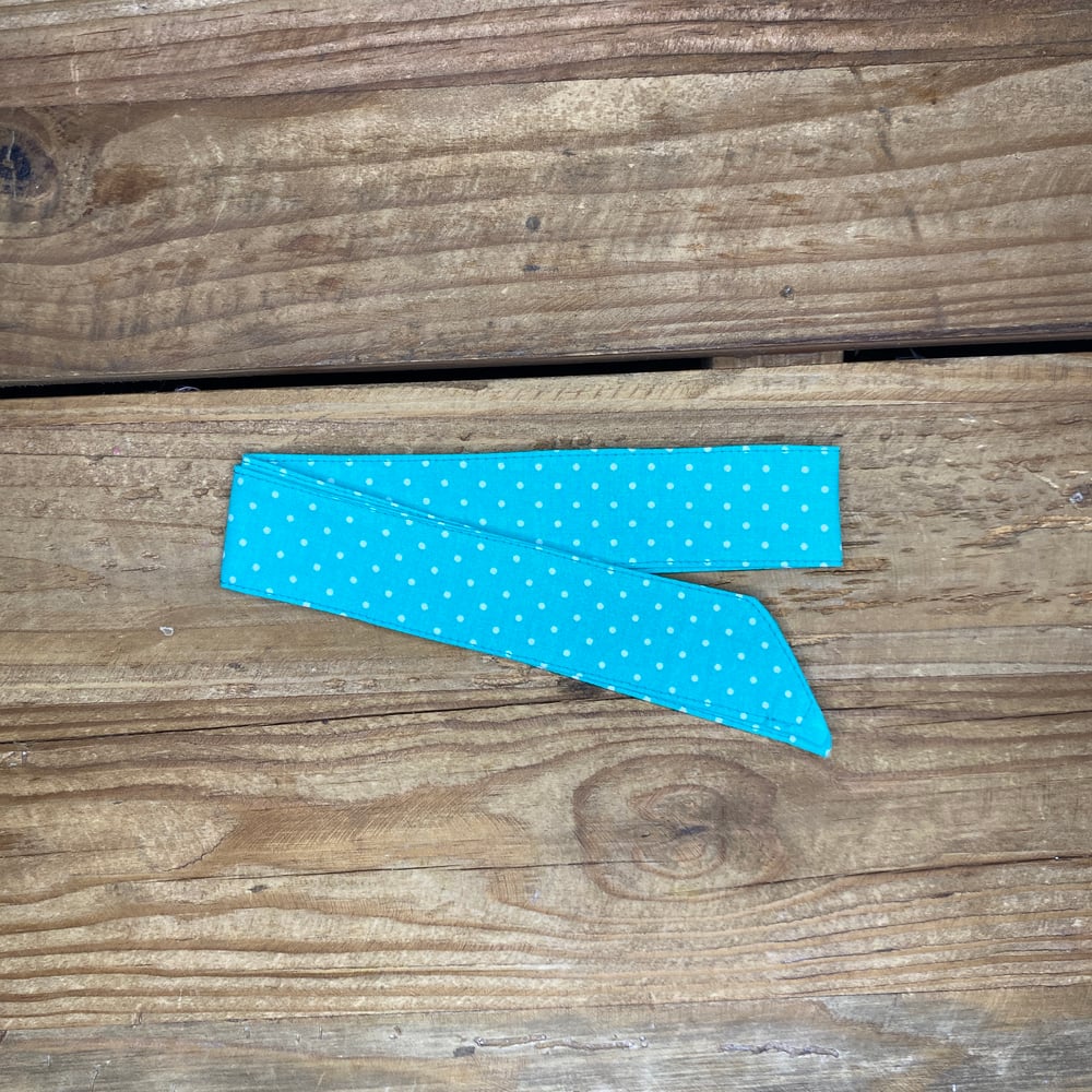 Image of Turquoise + White Spot Mini Necktie