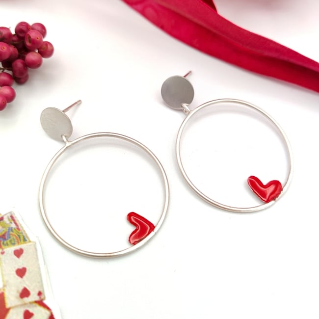 Orecchni cuori storti cerchio pendenti