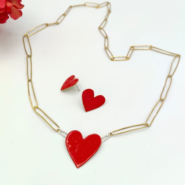 Orecchini lobo cuori storti