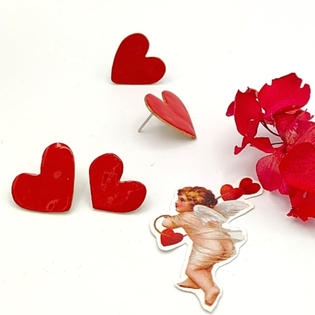 Orecchini lobo cuori storti