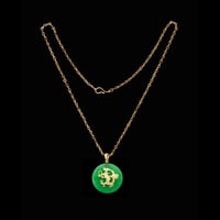 Image 2 of 10 K Dragon Chinese Sign Jade Medallion Pendant 