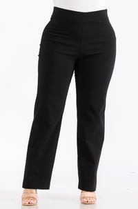 Image 1 of At the Office Straight Pants-Curve of Sashay Black