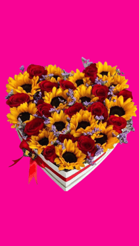 Corazon de Girasoles y Rosas | Heart filled with Sunflowers and Roses 