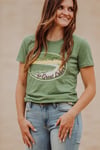 Vintage Style “Great Lakes Oval” Womens t shirt in Ludington-Leaf Green