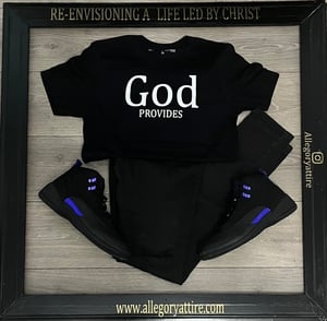 Image of God provides: Through it all (Black Shirt)