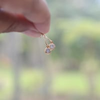 Image 3 of Tiny Golden Hoop Earrings Bezeled CZ Round