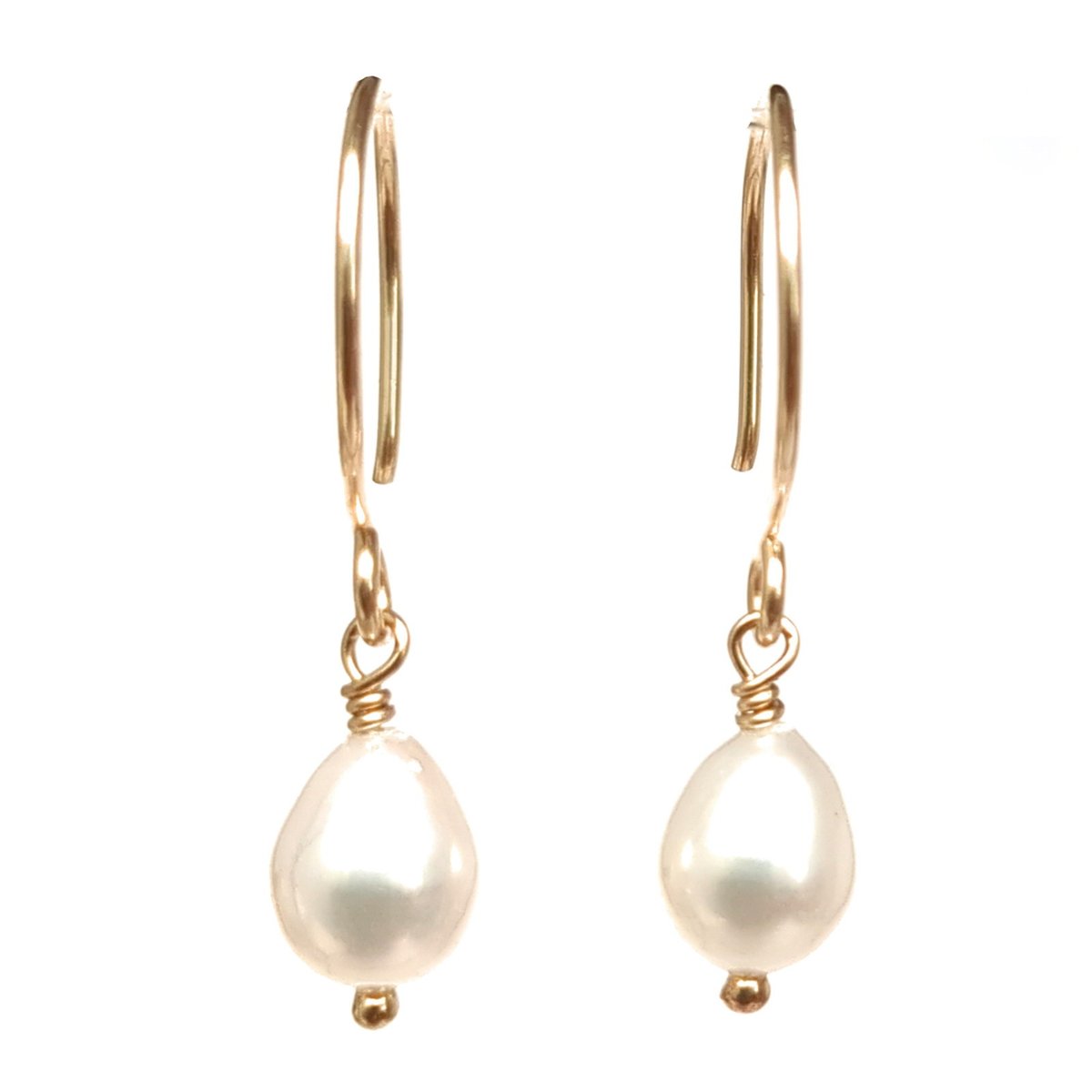 Image of Tiny Pearl Hoop Earrings