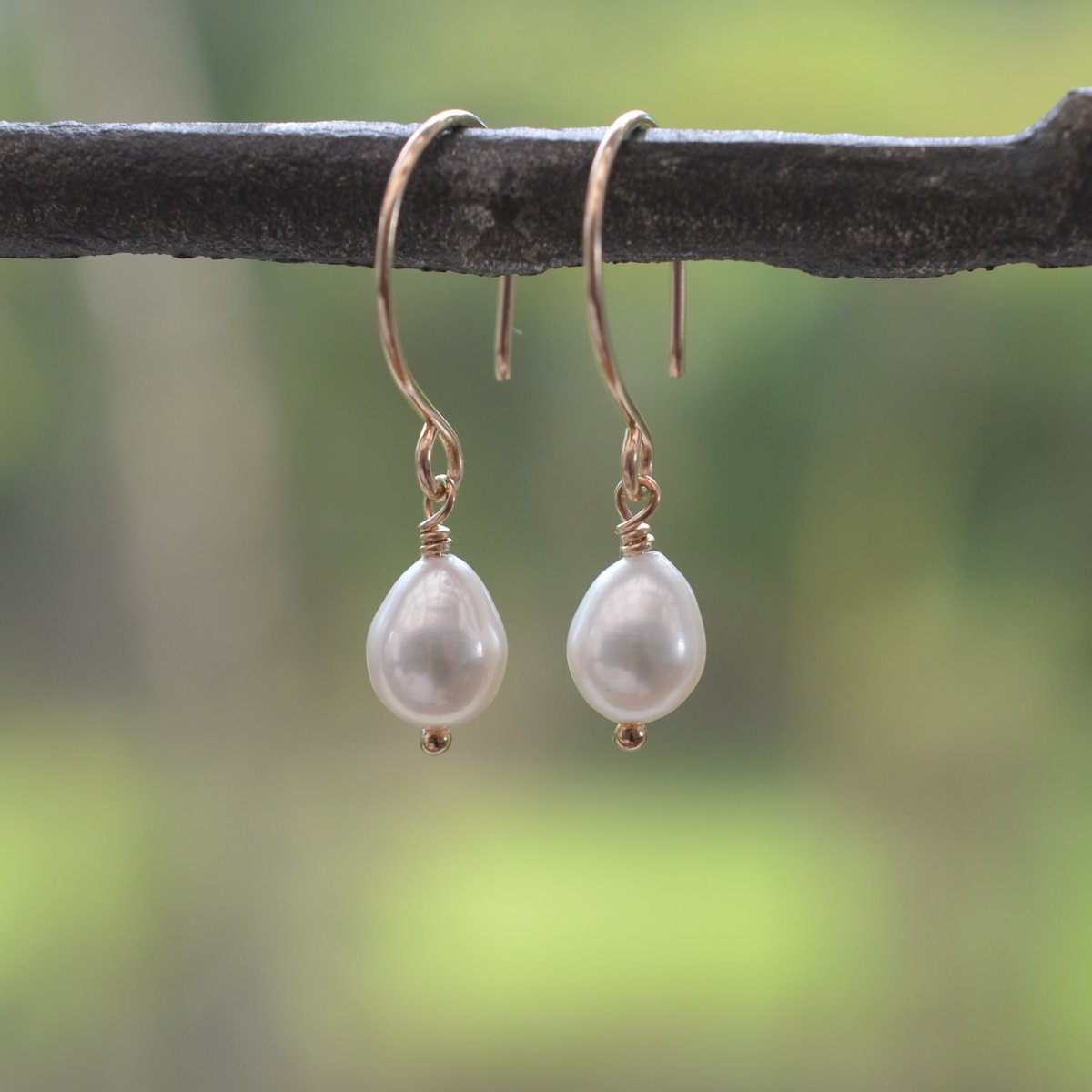 Image of Tiny Pearl Hoop Earrings