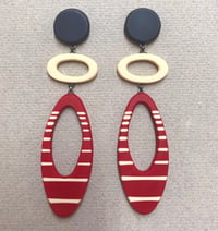 Image 1 of RED long drop ellipse earrings