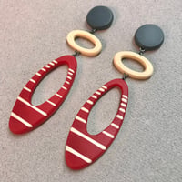 Image 2 of RED long drop ellipse earrings