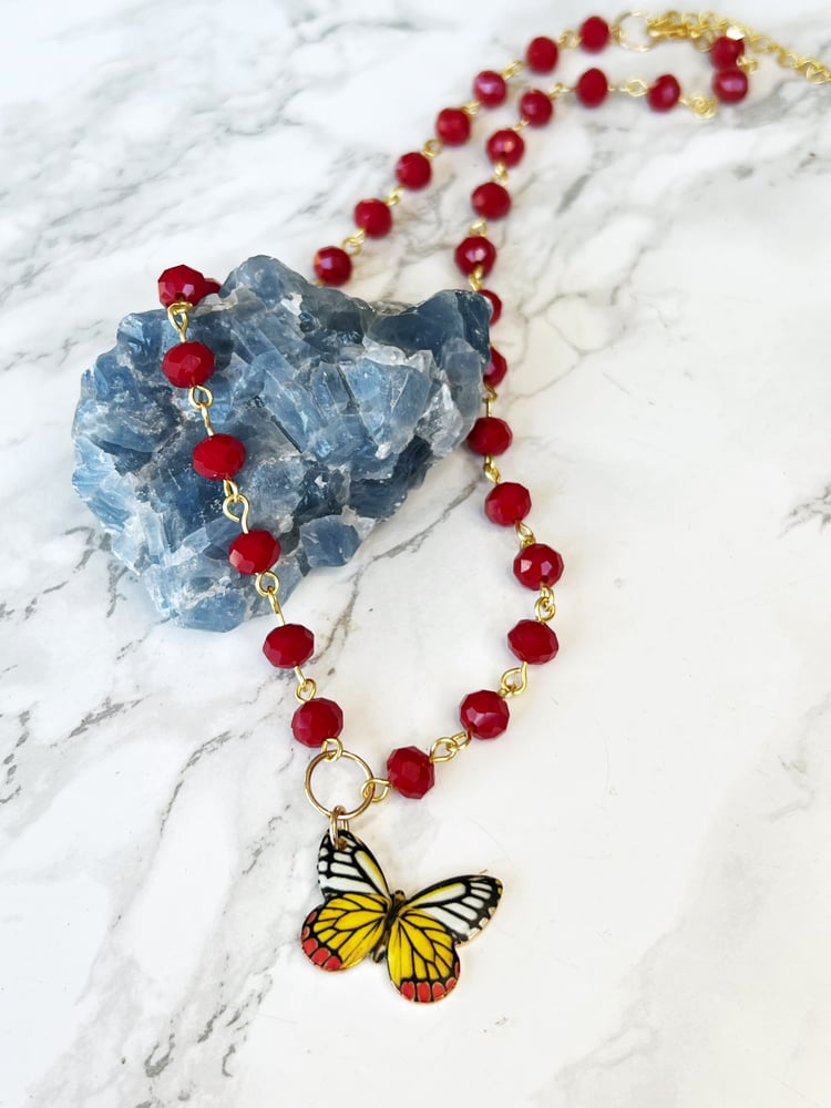 Image of painted jezebel butterfly pendant