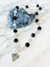 Image 1 of evil eye heart beaded necklace