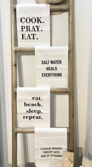Image of 100% Cotton Tea Towel-EAT. BEACH. SLEEP. REPEAT