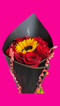 Bouquet Roses with One Sunflower | Ramo de Rosas con un Girasol 