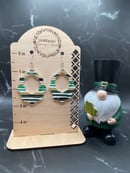 Image 2 of Green and Gold striped Wavy Cut Earring