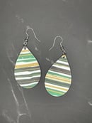 Image 3 of Green and Gold Striped Teardrop Earring