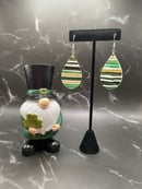 Image 1 of Green and Gold Striped Teardrop Earring