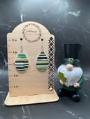 Image 2 of Green and Gold Striped Teardrop Earring