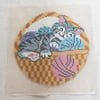 Kitten in Yarn Basket Round Shaggy Latch Hook Rug