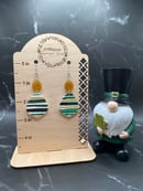 Image 2 of Green and Gold Striped Two-Part Earrings