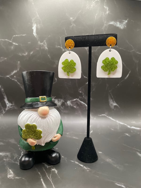 Image of Glitter Shamrock Earrings