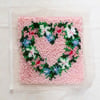 Floral Heart Shaped Wreath Square Shaggy Latch Hook Rug