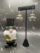 Image 1 of Green and Gold Striped Shamrock Earrings
