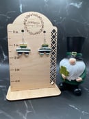Image 2 of Green and Gold Striped Shamrock Earrings