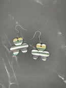 Image 3 of Green and Gold Striped Shamrock Earrings