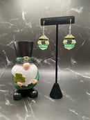 Image 1 of Green and Gold Striped Small Wavy Earrings