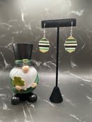 Image 2 of Green and Gold Striped Small Wavy Earrings