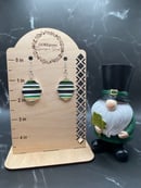 Image 3 of Green and Gold Striped Small Wavy Earrings