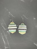 Image 5 of Green and Gold Striped Small Wavy Earrings
