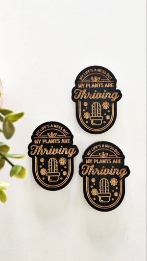 Image of “My life’s a mess but my plants are thriving” magnet