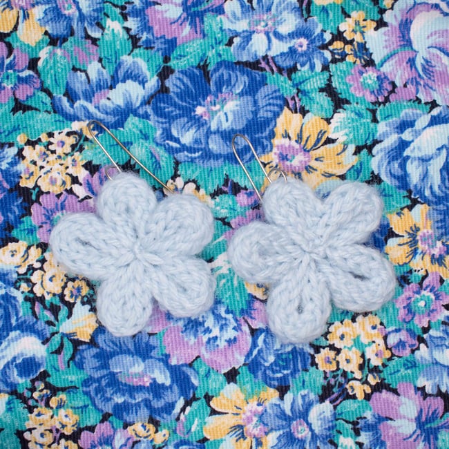 Knit Flower Earrings