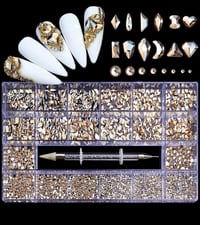 Champagne nail crystals box