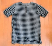Image 1 of Kazuyuki Kumagai Attachment cotton/linen check shirt, size 2 (M)