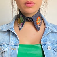 Image 2 of Detachable collar shirt, Hand embroidered collar,  Cactus art