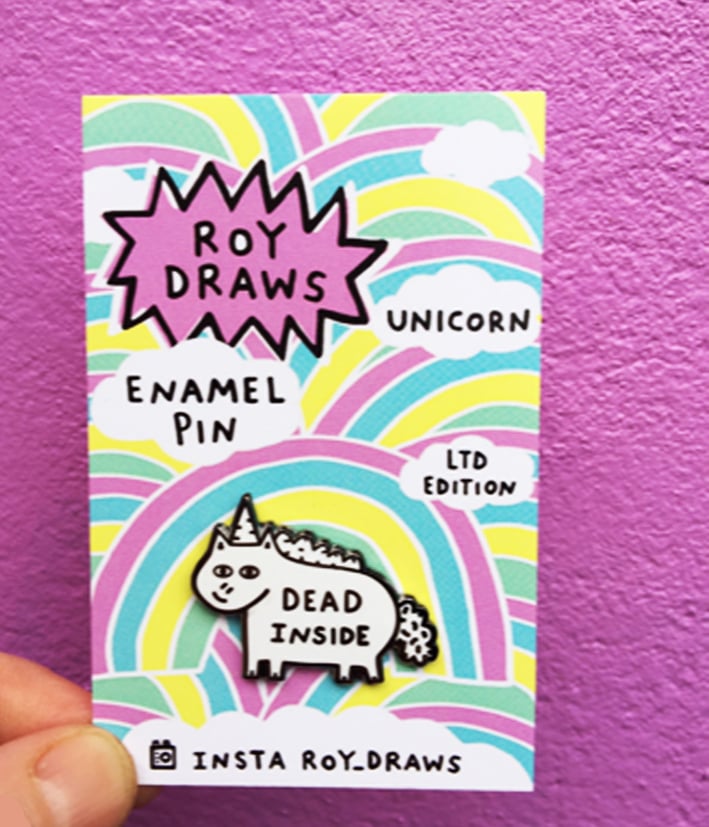 Image of Dead Inside White Enamel Pin