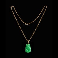 Image 3 of 10 K Gold Horse Chinese Zodiac Green Jade Pendant