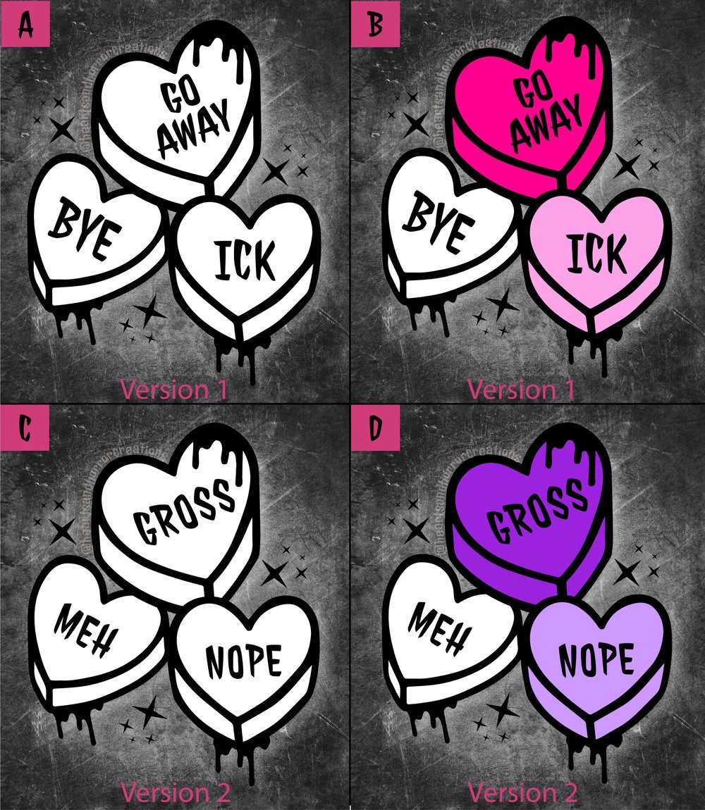 Image of "Rude Candy Hearts" Decals