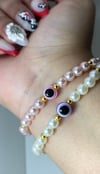 pearl evil eye bracelet🤍