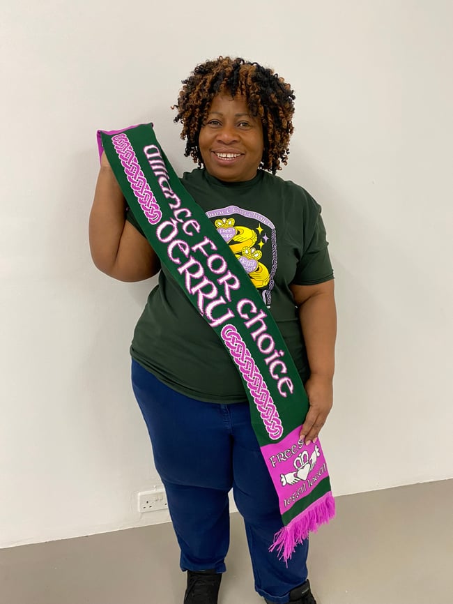 ALLIANCE FOR CHOICE X AOIFE CAWLEY FREE, SAFE, LEGAL, LOCAL SCARF