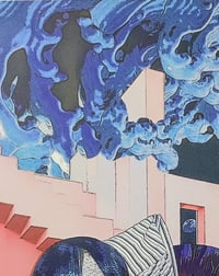 Image 4 of IL MARE SOPRA - The sea above - Pink & blue headless figure – Vibrant Portrait with Sacred Glow