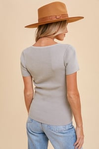 Image 4 of SWEETHEART NECKLINE SWEATER TOP -  APRIL