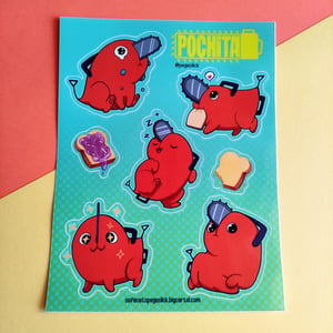 Image of Pochita sticker sheet