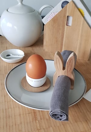 Image of Egg Cup with Wooden Plate